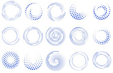 Poster - PNG, Set of colorful circle isolated on transparent background. Circular colored lines. Corporate, media, technology styles vector logo design template. Vector illustration