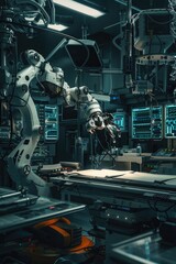 Poster - Robotic arm manipulating paper, suitable for technology concepts