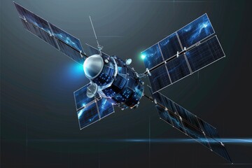 Poster - Satellite with glowing lights, suitable for technology concepts