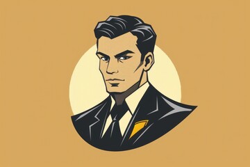 Poster - A man dressed in a suit with a yellow tie. Suitable for business and formal concepts