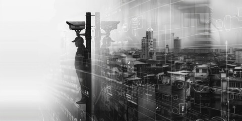 Poster - A black and white photo of a city skyline, perfect for urban design projects