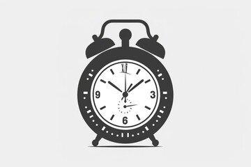 Poster - Simple black clock with white face on white background. Suitable for time management concepts