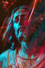 Poster - A digital painting of a man with a beard. Suitable for various design projects