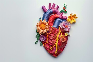 Aufkleber - Colorful heart made of paper flowers, perfect for romantic and festive designs