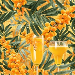 Poster - Fresh orange juice in glasses with berries in background. Great for healthy lifestyle concepts