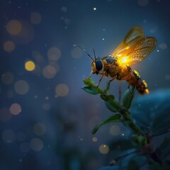 Poster - Close up of a bee on a plant, suitable for nature and wildlife themes