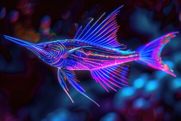Poster - A fish glowing in the dark, perfect for science and nature themes
