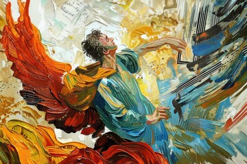 Poster - A man playing a piano, suitable for music-related designs