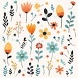 Cute floral scatter, handdrawn style, perfect for springtime scrapbooking backgrounds ,  childlike drawing