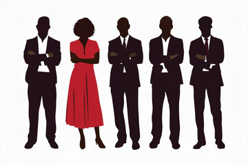 Sticker - business people silhouette s standing together with confident, businessman and wonan, business team 