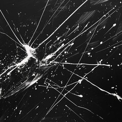 Poster - A broken window captured in black and white. Suitable for architectural and urban themes