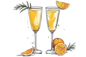 Poster - Illustration of two glasses filled with fresh orange juice. Perfect for food and beverage concepts