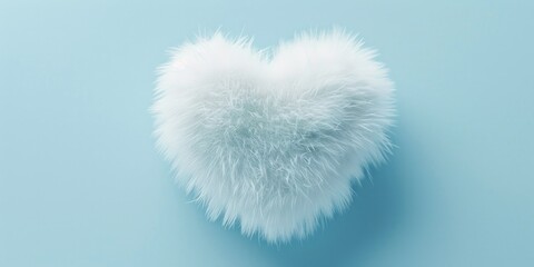 Aufkleber - A fluffy white heart on a blue background. Perfect for Valentine's Day or love-themed designs
