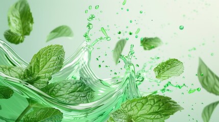 Poster - Close up of a glass of water with fresh mint leaves. Perfect for promoting healthy lifestyle and hydration