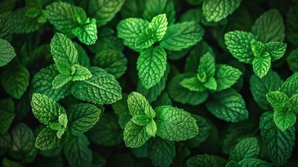 Poster - Detailed close up of vibrant green leaves. Suitable for nature and environmental concepts