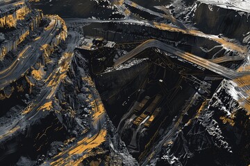 Aufkleber - Aerial view of a large open pit, suitable for industrial concepts