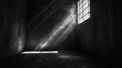 Poster - Black and white photo of sunlight shining through a window. Suitable for various design projects