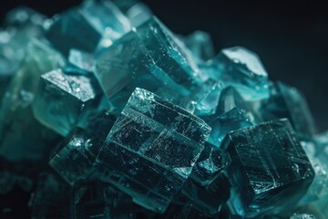 Poster - A pile of ice cubes on a table. Ideal for use in food and beverage industry