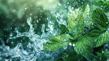 Poster - Close up of a plant with water splashing on it, suitable for nature and gardening concepts