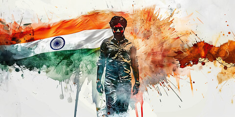 Indian Flag with a Bollywood Actor and a IT Professional - Visualize the Indian flag with a Bollywood actor representing India's film industry and an IT professional