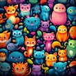 Seamless menagerie of colorful creatures, perfect for children s textile designs ,  high resolution