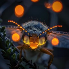 Poster - Detailed shot of a dragonfly perched on a plant. Suitable for nature and wildlife themes