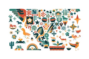 Aufkleber - Various objects on a clean white surface, versatile for multiple uses