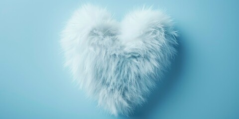 Aufkleber - Fluffy white heart on a calming blue background, perfect for Valentine's Day designs