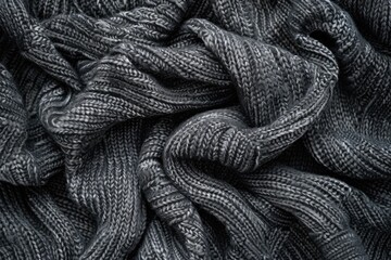 Poster - Close up of a pile of black knit, suitable for textile backgrounds