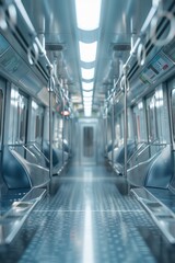 Poster - A picture of a subway car with many empty seats. Perfect for transportation concepts