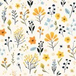 Cute floral scatter, handdrawn style, perfect for springtime scrapbooking backgrounds ,  childlike drawing