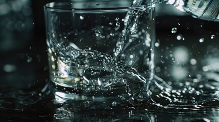 Poster - Water pouring out of a glass, suitable for various concepts