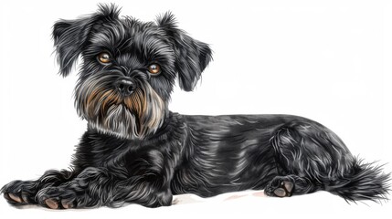 Wall Mural - Artistic illustration of a black and grey Schnauzer puppy in a lying pose looking endearing