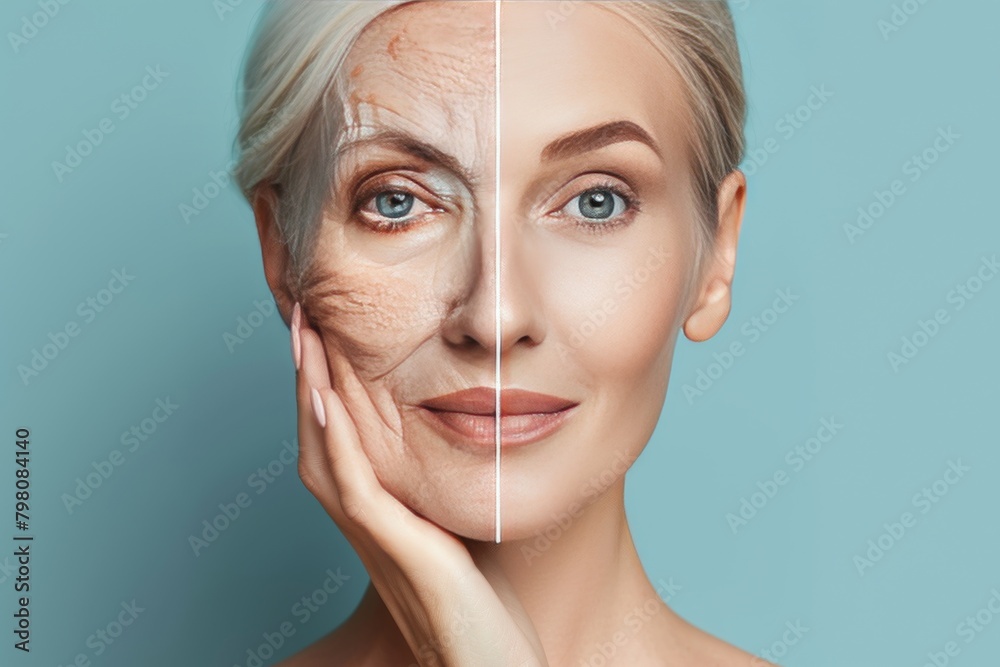 ภาพประกอบ Stock Visual aging features and aging challenges portrayed in ...