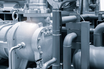 Poster - A large piece of machinery with many pipes and valves. Concept of complexity and technicality