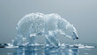 conceptual melting ice polar bear on isolated background symbolizing climate change