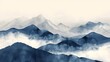 Chinese ink painting of misty foggy mountains
