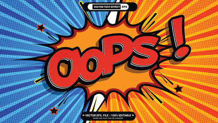 Aufkleber - Oops pop type style 3d editable comic cartoon vector text effect