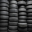 Stack of new tires at a warehouse