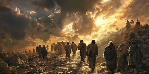 Wall Mural - Faithful Followers: Walking in the Footsteps of Christ