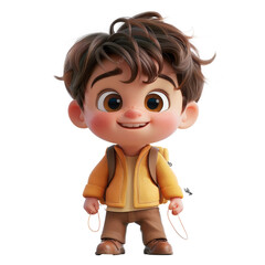 Wall Mural - Cute 3D cartoon character of a little boy