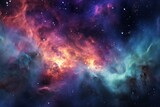 Fototapeta  - b'Amazing colorful nebula and stars in deep outer space'
