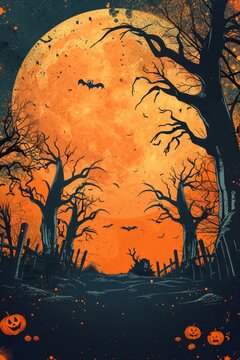 b'Halloween night spooky forest'