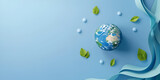 Fototapeta Sypialnia - world health day & earth day concept blue background