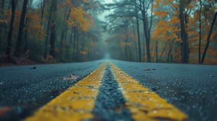 Poster - b'Country road through the autumn forest'