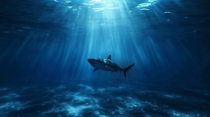 shark at dark blue sea