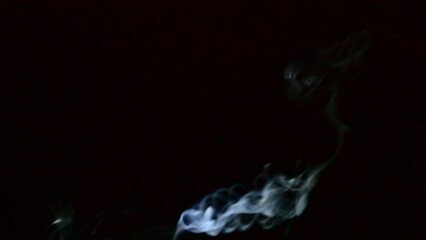 Wall Mural - smoke stream rising on black background. white smoke background. explosion in the dark