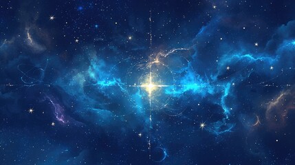 Wall Mural - a captivating 2d illustration of the vast expanse of outer space filled with a dazzling backdrop of 