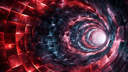 Canvas Print - Red and blue glowing technology tunnel