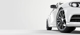Fototapeta  - Front view of a modern hybrid car close up on a white background